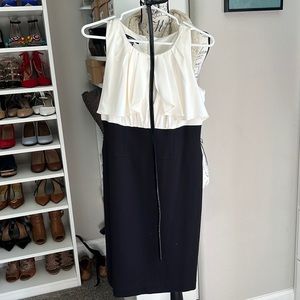 Ivory satin and black bottomed dress size 4